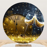 Aperturee - Champagne Clock Grey Bokeh Round New Year Backdrop